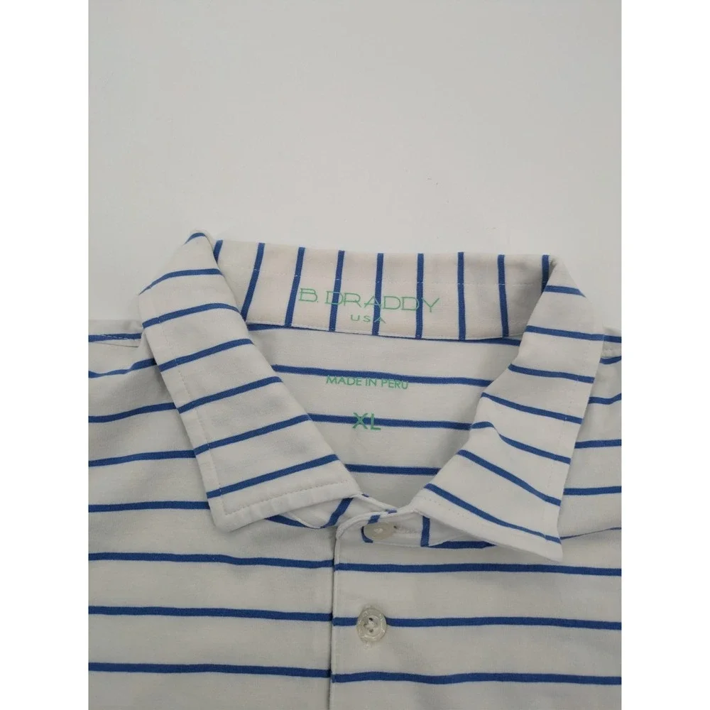 B Draddy Polo Mens XLarge White Stripe Golf‎ Edgewood Valley Country Club